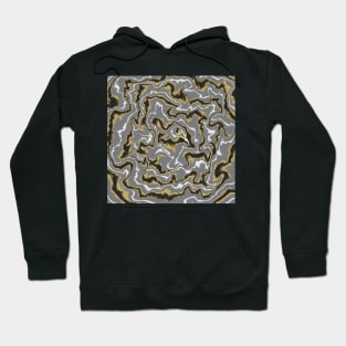 Liquid pour design in grey, black, gold, and white Hoodie